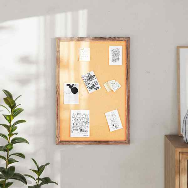 Flash Furniture Camden Rustic 20in. x 30in. Wall Mount Cork Board w/Wooden Push Pins, Torched Brown HGWA-CK-20X30-BRN-GG